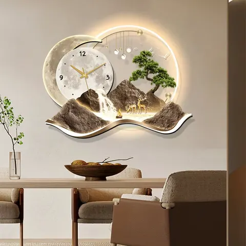 山水 单幅 装饰画 现代简约 客厅背景墙挂画 LED带灯画