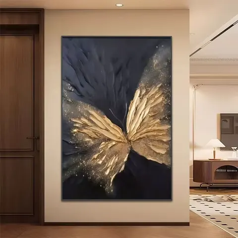 抽象 单幅 装饰画 轻奢风 玄关背景墙挂画 手绘油画