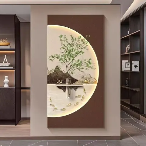 抽象 单幅 装饰画 现代简约 玄关背景墙挂画 LED带灯画