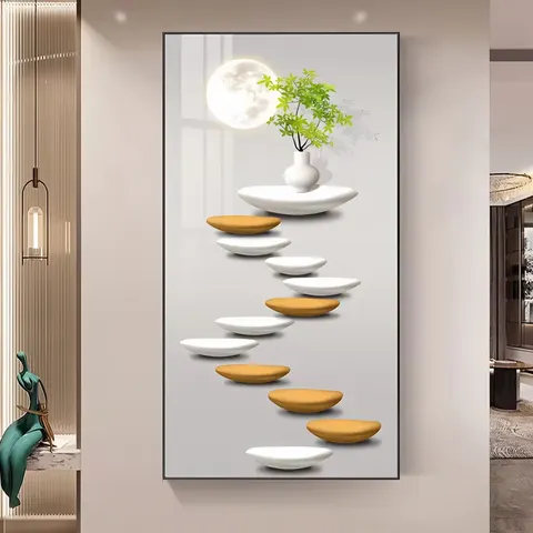 锦鲤 单幅 装饰画 现代简约 客厅背景墙挂画 LED带灯画