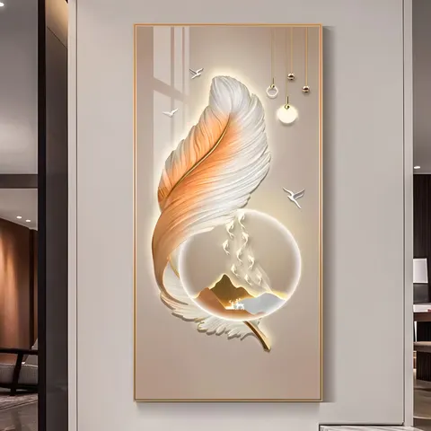 鹿 单幅 装饰画 现代简约 客厅背景墙挂画 LED带灯画