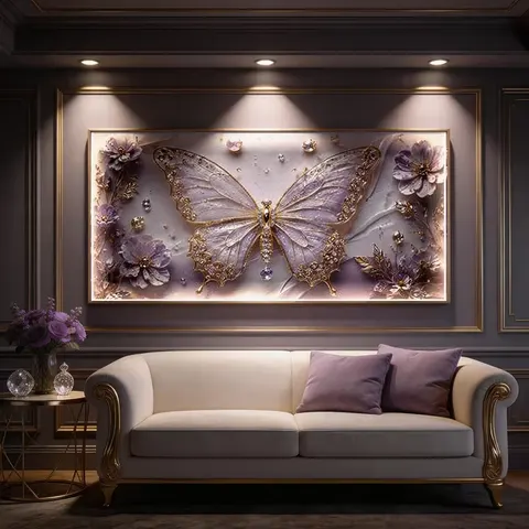 繁花 单幅 装饰画 现代简约 客厅背景墙挂画 晶瓷画