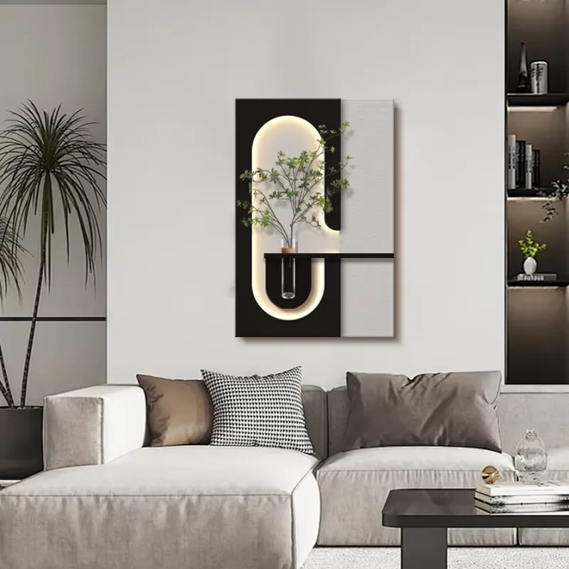 植物 单幅 装饰画 现代简约 客厅背景墙挂画 LED带灯画