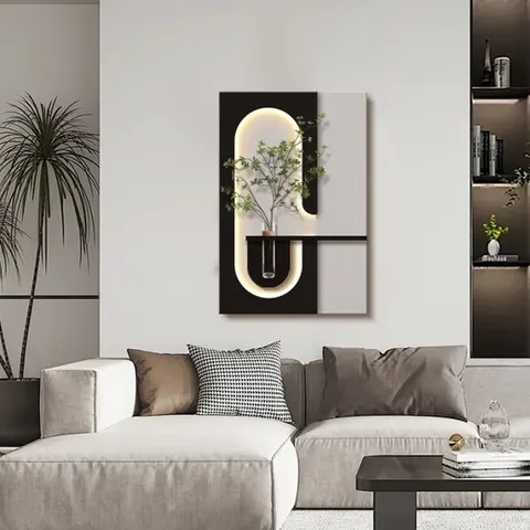 植物 单幅 装饰画 现代简约 客厅背景墙挂画 LED带灯画