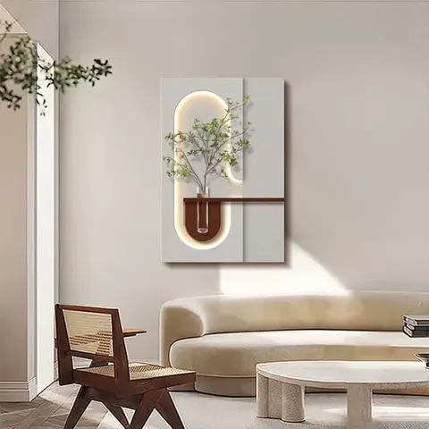 植物 单幅 装饰画 现代简约 客厅背景墙挂画 LED带灯画
