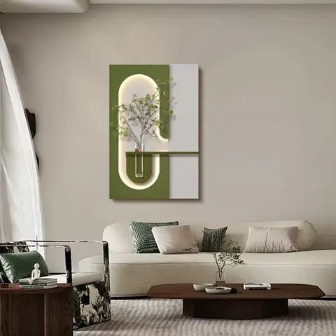 植物 单幅 装饰画 现代简约 客厅背景墙挂画 LED带灯画