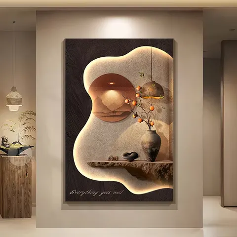 抽象 单幅 装饰画 现代简约 客厅背景墙挂画 LED带灯画