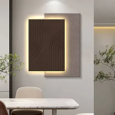 抽象 单幅 装饰画 现代简约 餐厅背景墙挂画 LED带灯画