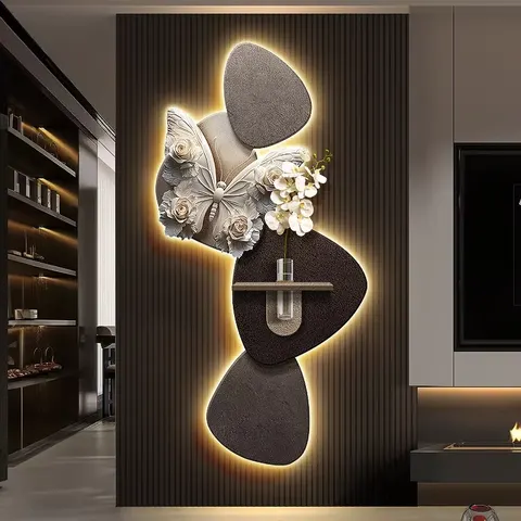 植物 单幅 装饰画 现代简约 玄关背景墙挂画 砂岩浮雕