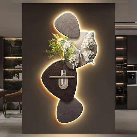 植物 单幅 装饰画 现代简约 玄关背景墙挂画 砂岩浮雕