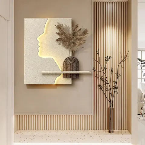 抽象 单幅 装饰画 现代简约 客厅背景墙挂画 LED带灯画