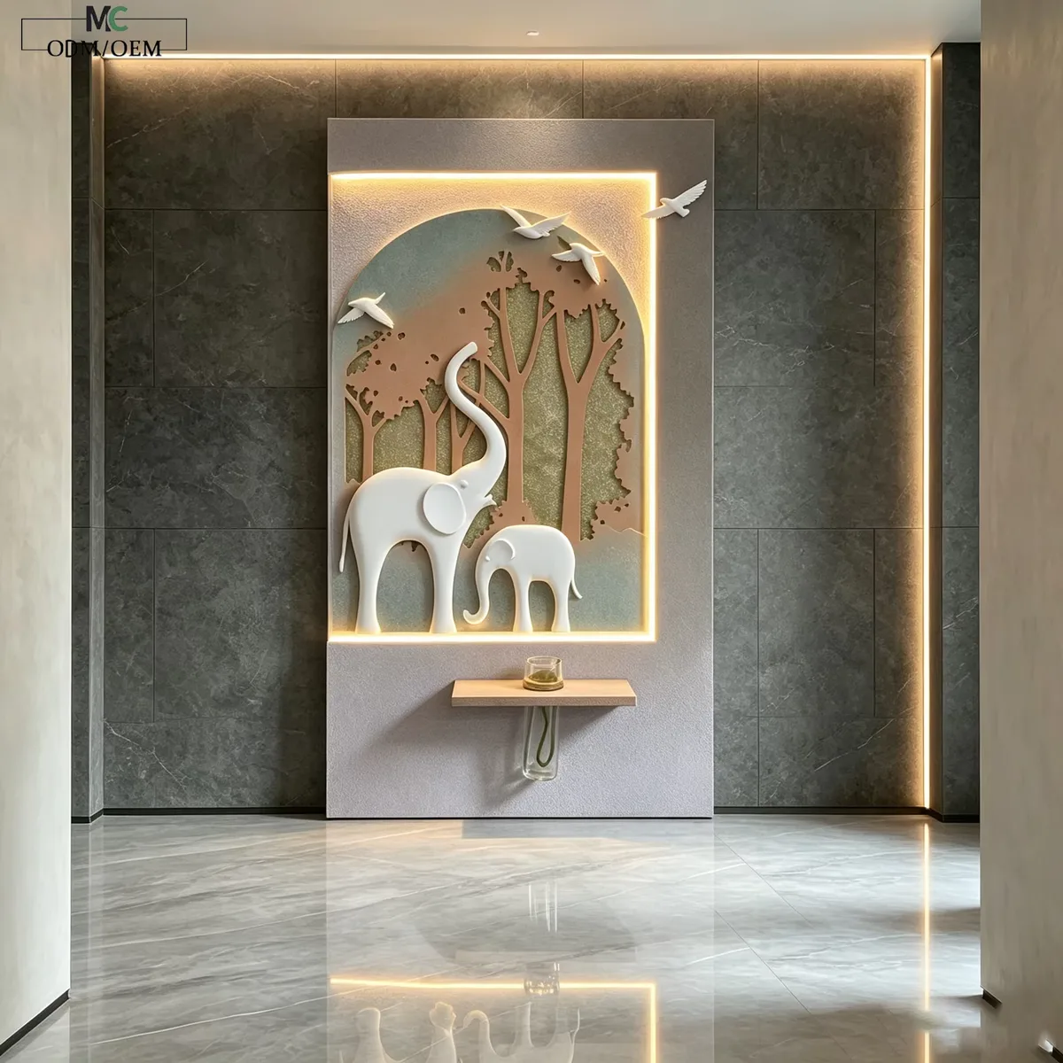 植物 单幅 装饰画 现代简约 客厅背景墙挂画 LED带灯画