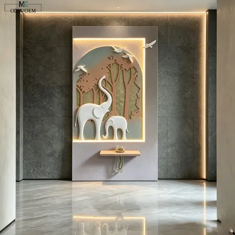 植物 单幅 装饰画 现代简约 客厅背景墙挂画 LED带灯画