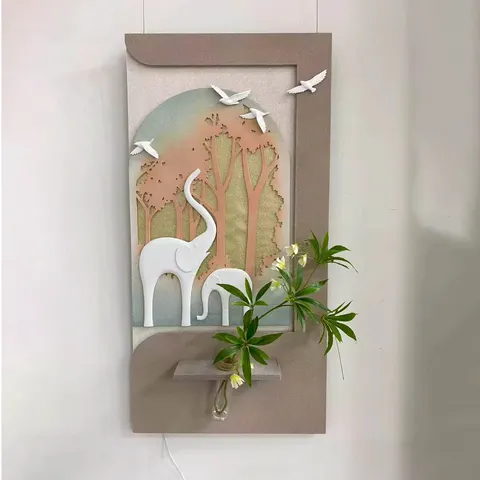 植物 单幅 装饰画 现代简约 客厅背景墙挂画 LED带灯画