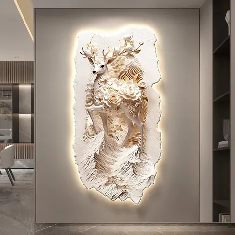 抽象 单幅 装饰画 现代简约 玄关背景墙挂画 LED带灯画