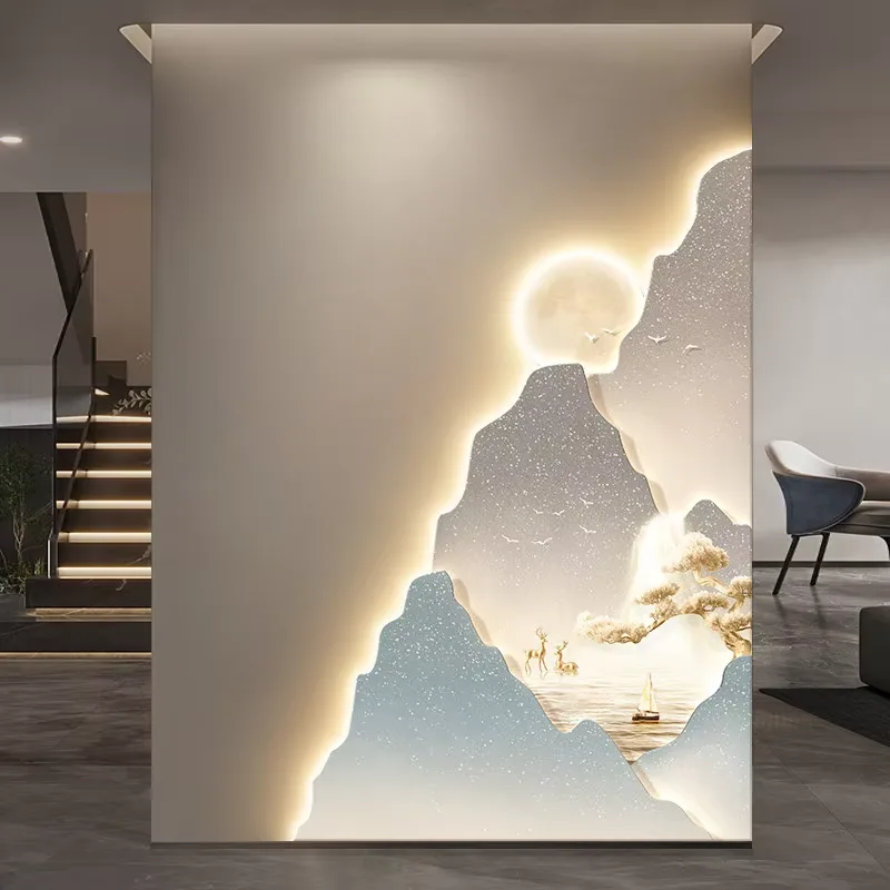 抽象 单幅 装饰画 现代简约 玄关背景墙挂画 LED带灯画