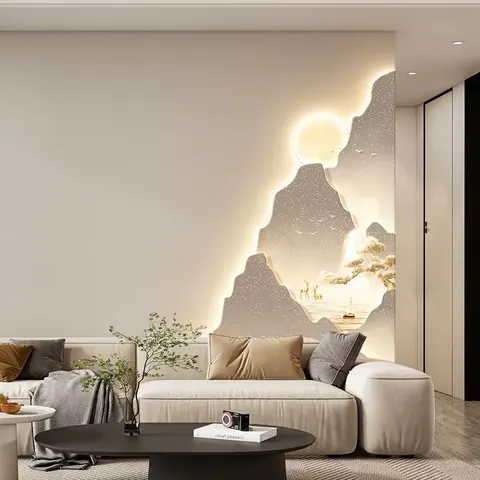 抽象 单幅 装饰画 现代简约 玄关背景墙挂画 LED带灯画