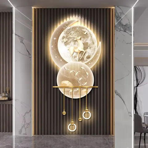 抽象 单幅 装饰画 现代简约 客厅背景墙挂画 LED带灯画