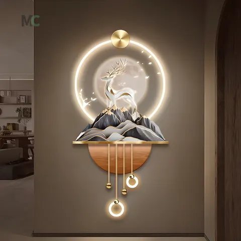 抽象 单幅 装饰画 轻奢风 玄关背景墙挂画 LED带灯画