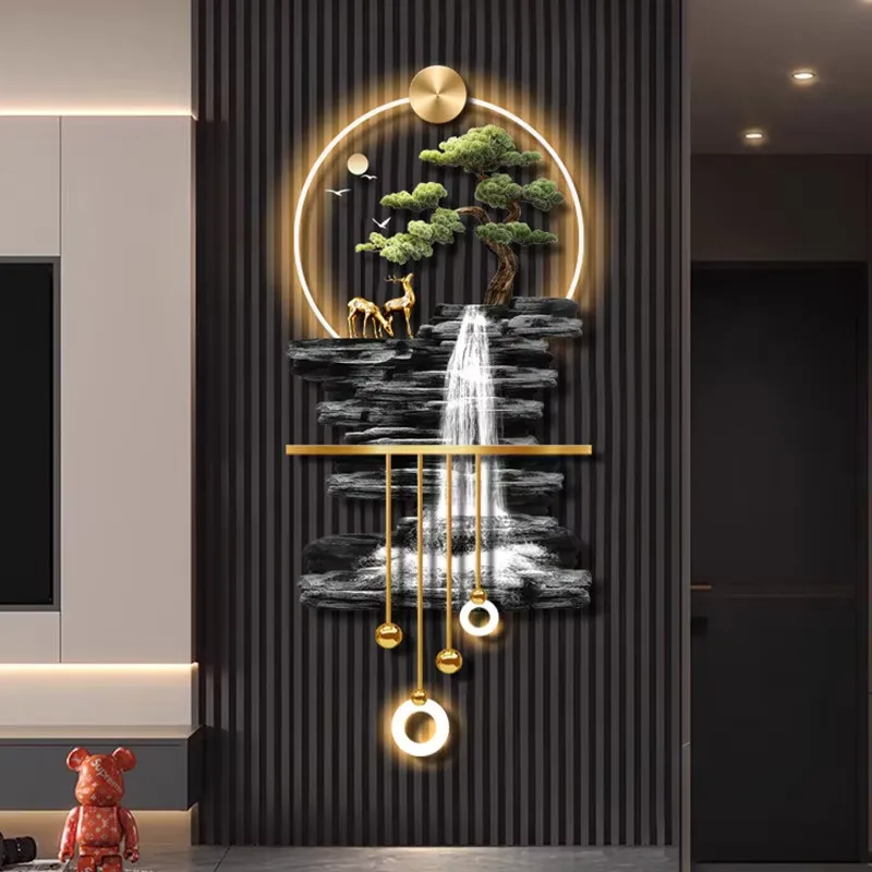 山水 单幅 装饰画 现代简约 客厅背景墙挂画 LED带灯画