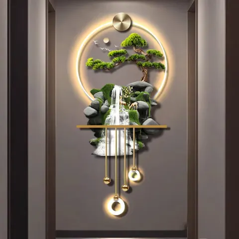 山水 单幅 装饰画 现代简约 客厅背景墙挂画 LED带灯画
