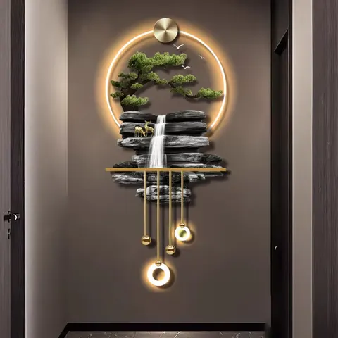 山水 单幅 装饰画 现代简约 客厅背景墙挂画 LED带灯画