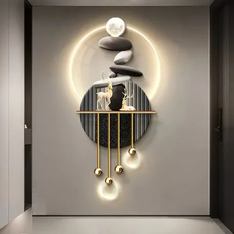 抽象 单幅 装饰画 现代简约 玄关背景墙挂画 LED带灯画