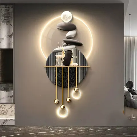抽象 单幅 装饰画 现代简约 玄关背景墙挂画 LED带灯画