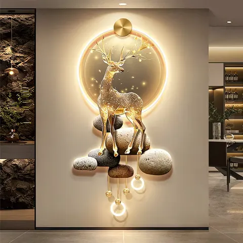 抽象 单幅 装饰画 现代简约 客厅背景墙挂画 LED带灯画