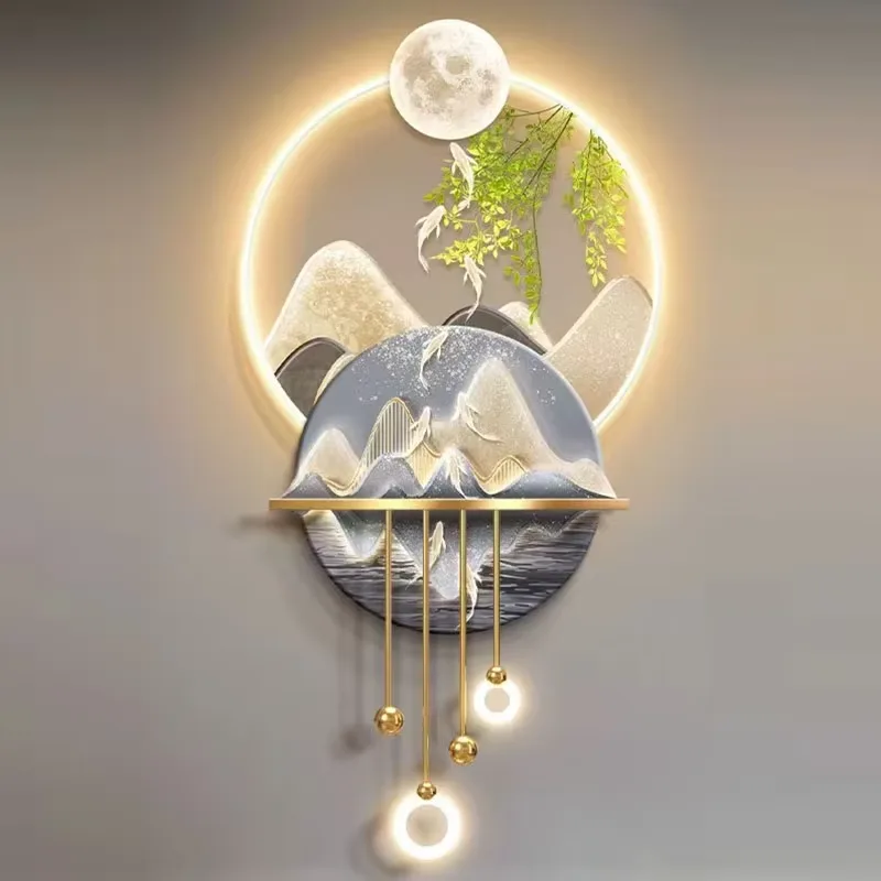 锦鲤 单幅 装饰画 现代简约 玄关背景墙挂画 LED带灯画