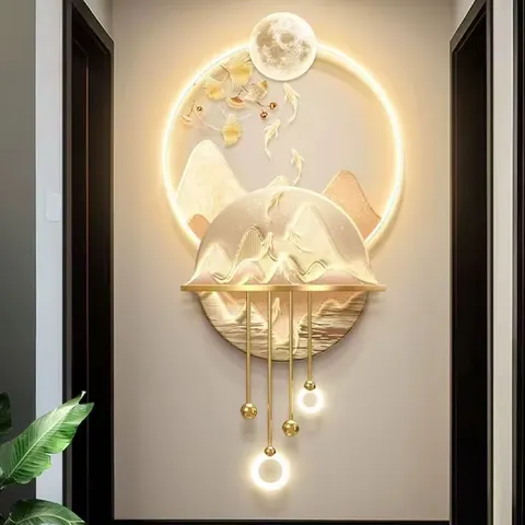 锦鲤 单幅 装饰画 现代简约 玄关背景墙挂画 LED带灯画