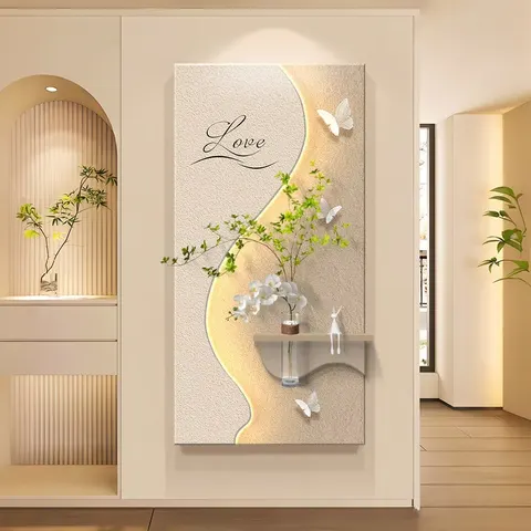 植物 单幅 装饰画 现代简约 玄关背景墙挂画 LED带灯画