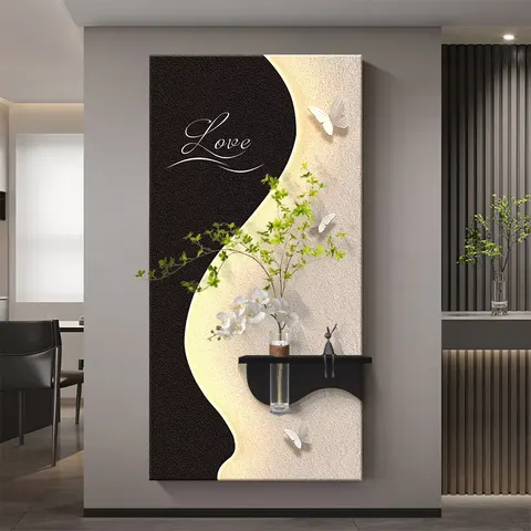 植物 单幅 装饰画 现代简约 玄关背景墙挂画 LED带灯画