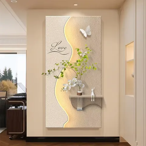 植物 单幅 装饰画 现代简约 玄关背景墙挂画 LED带灯画