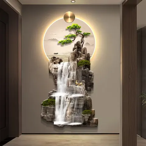 抽象 单幅 装饰画 现代简约 玄关背景墙挂画 LED带灯画
