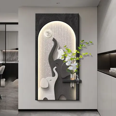 植物 单幅 装饰画 现代简约 玄关背景墙挂画 LED带灯画