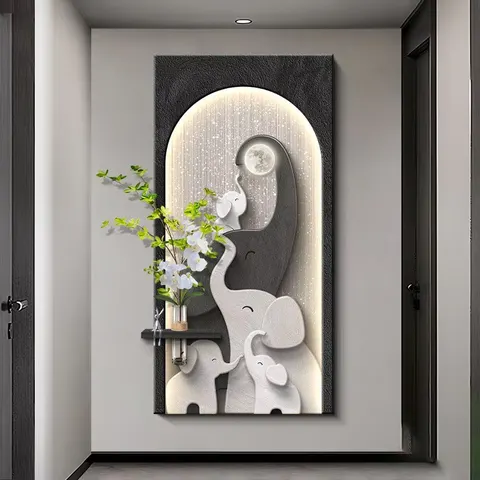 植物 单幅 装饰画 现代简约 玄关背景墙挂画 LED带灯画