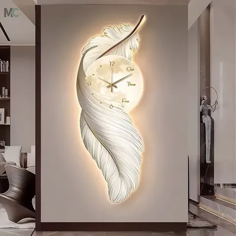 羽毛 单幅 装饰画 轻奢风 玄关背景墙挂画 LED带灯画