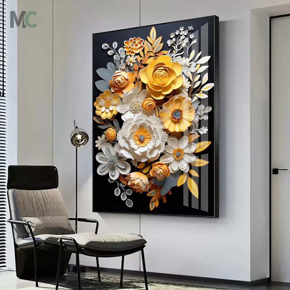 繁花 单幅 装饰画 轻奢风 玄关背景墙挂画