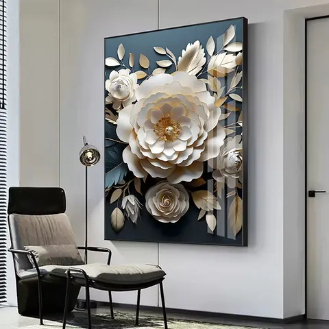 繁花 单幅 装饰画 轻奢风 玄关背景墙挂画