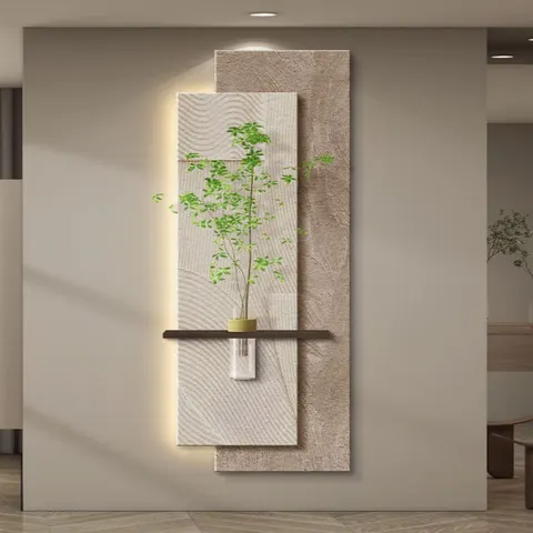 植物 单幅 装饰画 现代简约 玄关背景墙挂画 砂岩浮雕