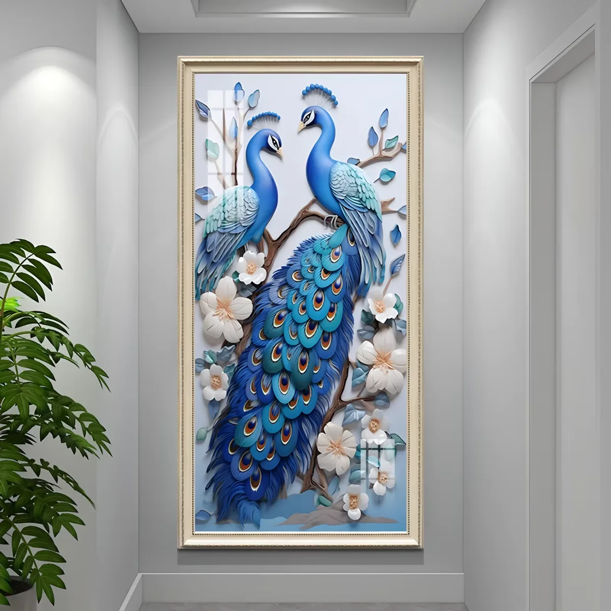 孔雀 单幅 装饰画 欧式 玄关背景墙挂画 晶瓷画