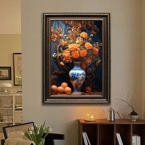 繁花 单幅 装饰画 欧式 客厅背景墙挂画 手绘油画