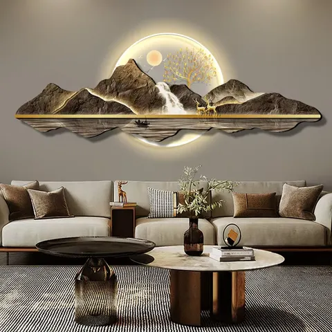抽象 单幅 装饰画 现代简约 客厅背景墙挂画 LED带灯画