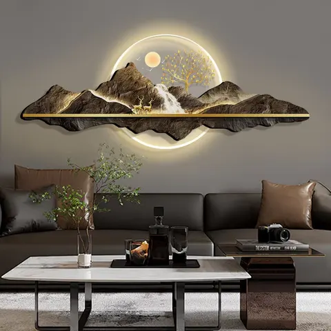 抽象 单幅 装饰画 现代简约 客厅背景墙挂画 LED带灯画