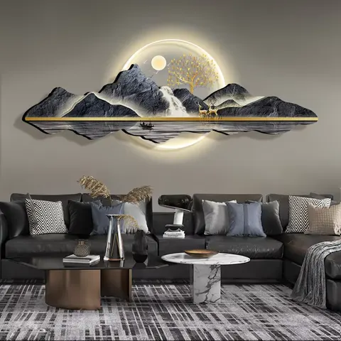 抽象 单幅 装饰画 现代简约 客厅背景墙挂画 LED带灯画