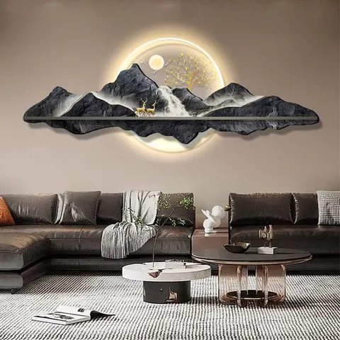 抽象 单幅 装饰画 现代简约 客厅背景墙挂画 LED带灯画