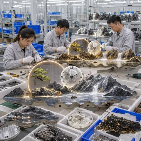 挂钟组合 单幅 装饰画 现代简约 客厅背景墙挂画 LED带灯画