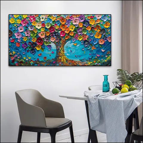 繁花 单幅 装饰画 现代简约 客厅背景墙挂画 手绘油画