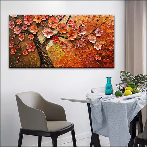 繁花 单幅 装饰画 现代简约 客厅背景墙挂画 手绘油画